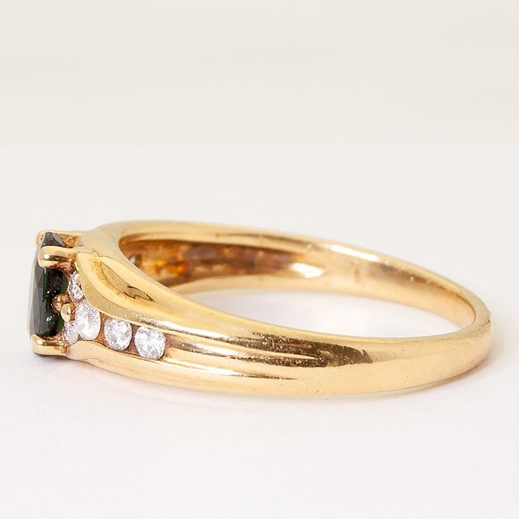 Vintage 18kt Yellow Gold Natural Sapphire and Real Diamonds Ring Size 6.75 3.8gr - Picture 5 of 7